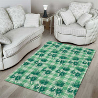 Green Palaka Hawaii Area Rug Hawaiian Lehua Blossoms LT05 - Polynesian Pride