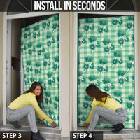 Green Palaka Hawaii Door Cover Hawaiian Lehua Blossoms LT05 - Polynesian Pride