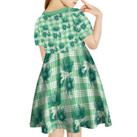 Green Palaka Hawaii Kid Short Sleeve Dress Hawaiian Lehua Blossoms LT05 - Polynesian Pride