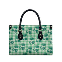 Green Palaka Hawaii Leather Bag Hawaiian Lehua Blossoms LT05 - Polynesian Pride