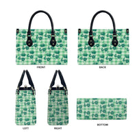 Green Palaka Hawaii Leather Bag Hawaiian Lehua Blossoms LT05 - Polynesian Pride