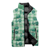 Green Palaka Hawaii Sleeveless Puffer Jacket Hawaiian Lehua Blossoms LT05 - Polynesian Pride