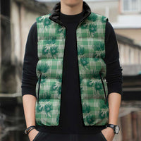 Green Palaka Hawaii Sleeveless Puffer Jacket Hawaiian Lehua Blossoms LT05 - Polynesian Pride
