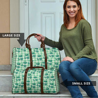 Green Palaka Hawaii Travel Bag Hawaiian Lehua Blossoms