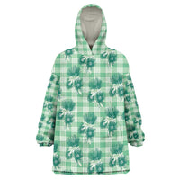 Green Palaka Hawaii Wearable Blanket Hoodie Hawaiian Lehua Blossoms LT05 One Size Green - Polynesian Pride