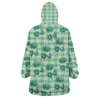 Green Palaka Hawaii Wearable Blanket Hoodie Hawaiian Lehua Blossoms LT05 - Polynesian Pride