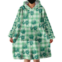 Green Palaka Hawaii Wearable Blanket Hoodie Hawaiian Lehua Blossoms LT05 - Polynesian Pride