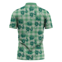 Green Palaka Hawaii Zipper Polo Shirt Hawaiian Lehua Blossoms LT05 - Polynesian Pride