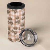Brown Palaka Hawaii 4 in 1 Can Cooler Tumbler Hawaiian Lehua Blossoms LT05 - Polynesian Pride