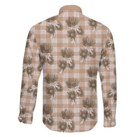 Brown Palaka Hawaii Family Matching Off Shoulder Short Dress and Hawaiian Shirt Hawaiian Lehua Blossoms