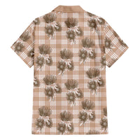 Brown Palaka Hawaii Family Matching Puletasi and Hawaiian Shirt Hawaiian Lehua Blossoms