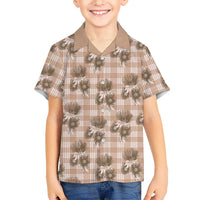 Brown Palaka Hawaii Family Matching Tank Maxi Dress and Hawaiian Shirt Hawaiian Lehua Blossoms