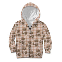 Brown Palaka Hawaii Kid Hoodie Hawaiian Lehua Blossoms LT05 Zip Hoodie Brown - Polynesian Pride