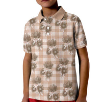 Brown Palaka Hawaii Kid Polo Shirt Hawaiian Lehua Blossoms LT05 Kid Brown - Polynesian Pride