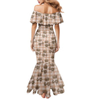 Brown Palaka Hawaii Mermaid Dress Hawaiian Lehua Blossoms LT05 - Polynesian Pride
