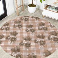 Brown Palaka Hawaii Round Carpet Hawaiian Lehua Blossoms LT05 Brown - Polynesian Pride