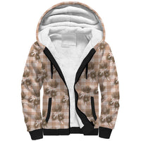 Brown Palaka Hawaii Sherpa Hoodie Hawaiian Lehua Blossoms LT05 Unisex Brown - Polynesian Pride