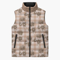 Brown Palaka Hawaii Sleeveless Puffer Jacket Hawaiian Lehua Blossoms LT05 Unisex Brown - Polynesian Pride