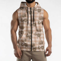 Brown Palaka Hawaii Sleeveless Zip Hoodie Hawaiian Lehua Blossoms LT05 - Polynesian Pride