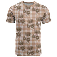 Brown Palaka Hawaii T Shirt Hawaiian Lehua Blossoms LT05 Brown - Polynesian Pride