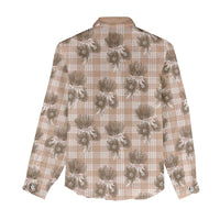 Brown Palaka Hawaii Women Casual Shirt Hawaiian Lehua Blossoms LT05 - Polynesian Pride