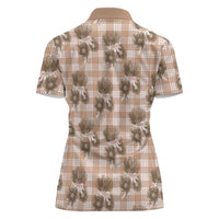 Brown Palaka Hawaii Women Polo Shirt Hawaiian Lehua Blossoms LT05 - Polynesian Pride