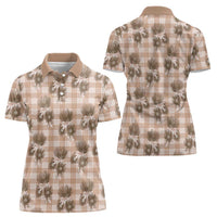Brown Palaka Hawaii Women Polo Shirt Hawaiian Lehua Blossoms LT05 - Polynesian Pride