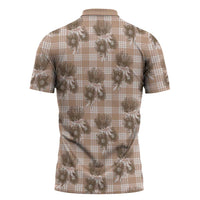 Brown Palaka Hawaii Zipper Polo Shirt Hawaiian Lehua Blossoms LT05 - Polynesian Pride
