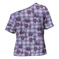 Purple Palaka Hawaii Cross Shoulder Shirt Hawaiian Lehua Blossoms LT05 - Polynesian Pride