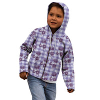 Purple Palaka Hawaii Kid Hoodie Hawaiian Lehua Blossoms LT05 - Polynesian Pride