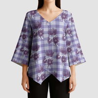 Purple Palaka Hawaii Kimono Sleeve Blouse Hawaiian Lehua Blossoms LT05 - Polynesian Pride