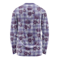Purple Palaka Hawaii Long Sleeve Shirt Hawaiian Lehua Blossoms LT05 - Polynesian Pride