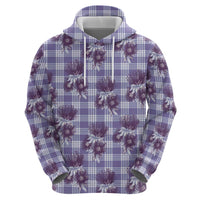 Purple Palaka Hawaii Zip Hoodie Hawaiian Lehua Blossoms LT05 - Polynesian Pride