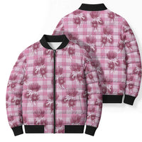 Pink Palaka Hawaii Bomber Puffer Jacket Hawaiian Lehua Blossoms LT05 - Polynesian Pride