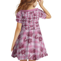 Pink Palaka Hawaii Family Matching Off Shoulder Maxi Dress and Hawaiian Shirt Hawaiian Lehua Blossoms