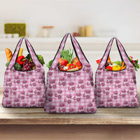 Pink Palaka Hawaii Grocery Bag Hawaiian Lehua Blossoms LT05 3-pack One Size Pink - Polynesian Pride