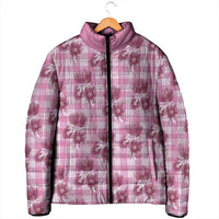 Pink Palaka Hawaii Padded Jacket Hawaiian Lehua Blossoms LT05 - Polynesian Pride