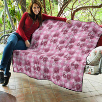 Pink Palaka Hawaii Quilt Hawaiian Lehua Blossoms LT05 - Polynesian Pride