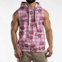 Pink Palaka Hawaii Sleeveless Hoodie Hawaiian Lehua Blossoms LT05 - Polynesian Pride