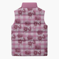 Pink Palaka Hawaii Sleeveless Puffer Jacket Hawaiian Lehua Blossoms LT05 - Polynesian Pride