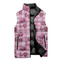 Pink Palaka Hawaii Sleeveless Puffer Jacket Hawaiian Lehua Blossoms LT05 - Polynesian Pride