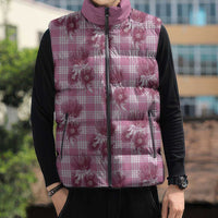 Pink Palaka Hawaii Sleeveless Puffer Jacket Hawaiian Lehua Blossoms LT05 - Polynesian Pride