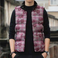 Pink Palaka Hawaii Sleeveless Puffer Jacket Hawaiian Lehua Blossoms LT05 - Polynesian Pride