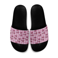 Pink Palaka Hawaii Slide Sandals Hawaiian Lehua Blossoms LT05 Pink - Polynesian Pride