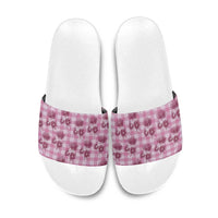 Pink Palaka Hawaii Slide Sandals Hawaiian Lehua Blossoms LT05 Pink - Polynesian Pride