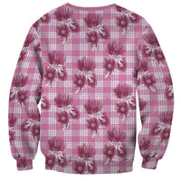 Pink Palaka Hawaii Sweatshirt Hawaiian Lehua Blossoms LT05 - Polynesian Pride