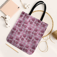 Pink Palaka Hawaii Tote Bag Hawaiian Lehua Blossoms LT05 Black Strap One Size Pink - Polynesian Pride