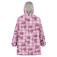 Pink Palaka Hawaii Wearable Blanket Hoodie Hawaiian Lehua Blossoms LT05 One Size Pink - Polynesian Pride