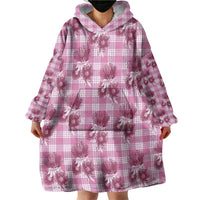 Pink Palaka Hawaii Wearable Blanket Hoodie Hawaiian Lehua Blossoms LT05 - Polynesian Pride