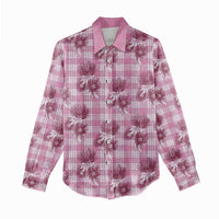 Pink Palaka Hawaii Women Casual Shirt Hawaiian Lehua Blossoms LT05 - Polynesian Pride